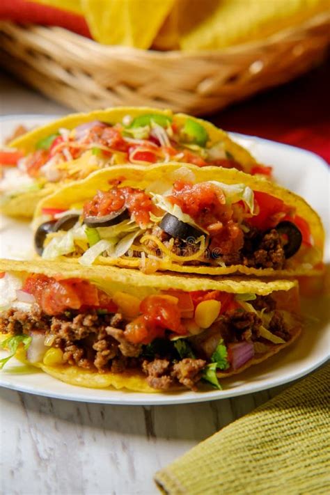 Spicy Mexican Beef Tacos stock image. Image of chili - 118906209