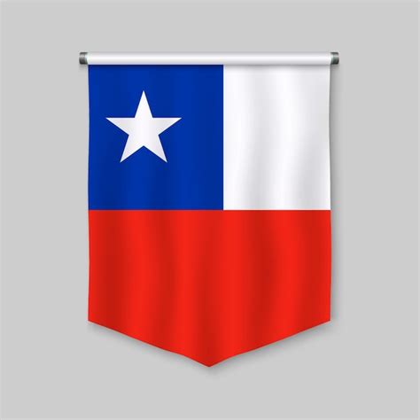 Banderín Realista 3d Con Bandera De Chile Vector Premium