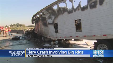 3 Big Rigs Involved In Fiery Crash On I 5 In Sacramento County Youtube