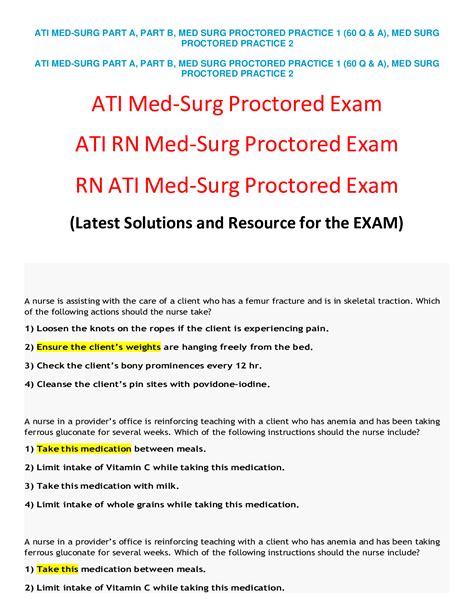 ATI Med Surg Proctored Exam 2019 Complete Version Latest Updated