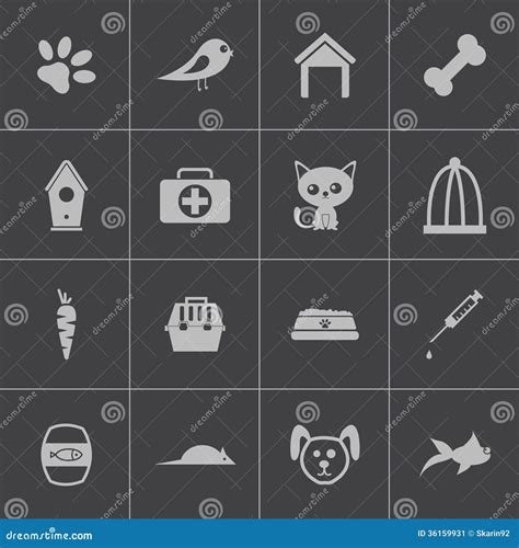 Vector black pet icons set stock vector. Illustration of animals - 36159931