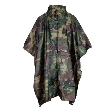 Waterproof Hooded Poncho Ripstop Military Army Camping Hiking Festival Rain Cape Ebay