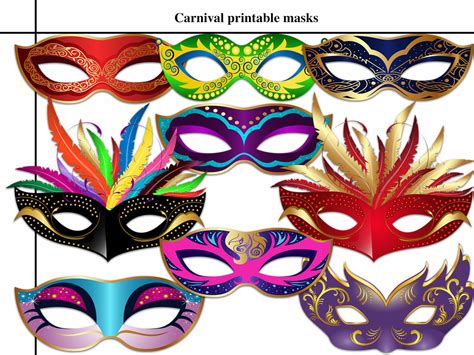 Unique 9 Carnival Printable Masks, by HolidayPartyStar on Zibbet