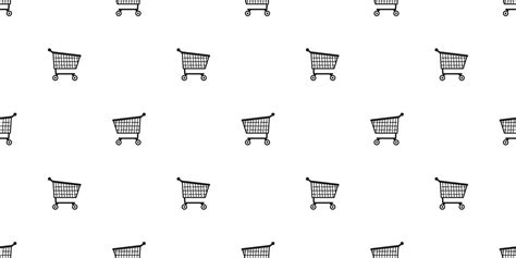 shopping cart seamless pattern vector basket bag gift wrap paper scarf ...