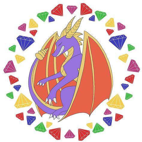 "Spyro & Gems - Multicolor" by Foxley Albin | Redbubble