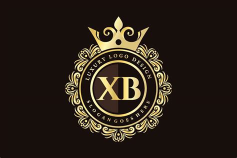 Xb Initial Letter Gold Calligraphic Feminine Floral Hand Drawn Heraldic