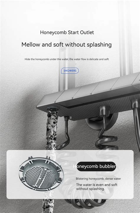 Top Piano Key Gray Bathroom Digital Display Faucet Shower System Set Bathtub Hot And Cold