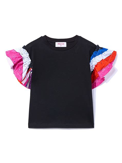 PUCCI Junior Iride Print Cotton T Shirt Black FARFETCH