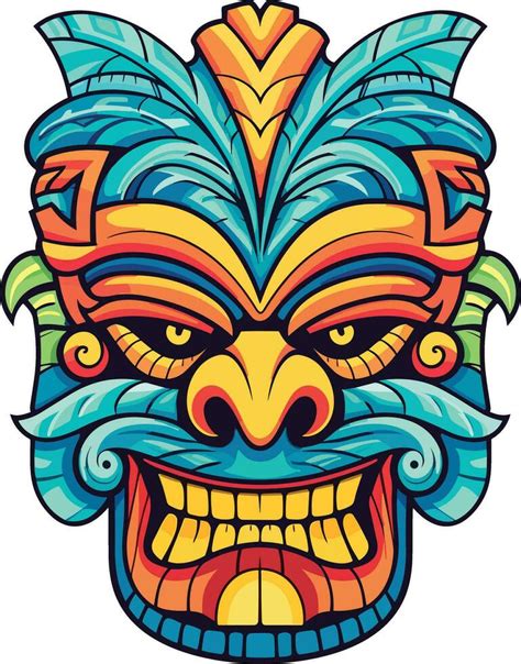 tiki festival, tiki mask vector illustration, tiki masks for t-shirt design, sticker and wall ...