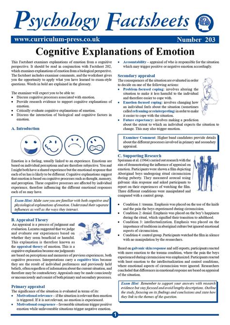 Curriculum Press - Cognitive Explanations of Emotion