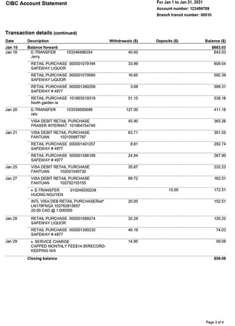 CIBC Bank Statement Template Ozoud