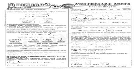 Química Pré Vestibular Impacto Reações Químicas Tipos De Reações