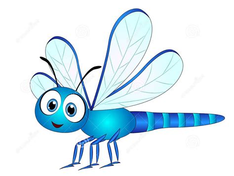 Cartoon Dragonfly Clip Art Vector Illustration Cute Big Eyes Smile