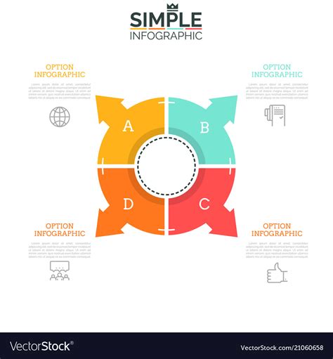 Pie chart divided into 4 sectors with arrows Vector Image