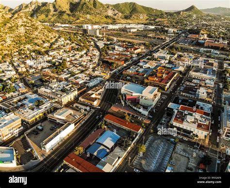 Aerial view of downtown Hermosillo, Sonora. Vista aerea del centro de ...