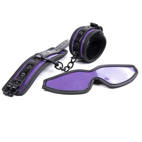 Bdsm Soft Leather Hand Wrist Cuffs Eyepatch Mask Bondage Slave In Adult