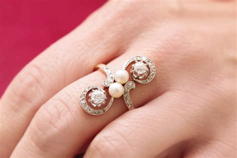 Edwardian Pearl Diamond Ring Maison Mohs