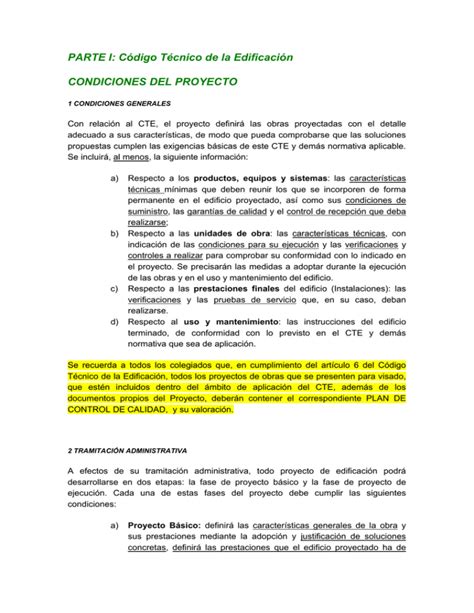 PARTE I Código Técnico de la Edificación CONDICIONES DEL