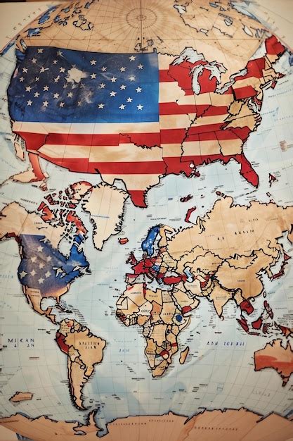 Premium AI Image | USA Flag on the world map American Flag