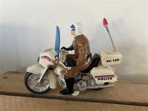 Ancien Jouet Plastique Motard Police Department Joustra Moto Police