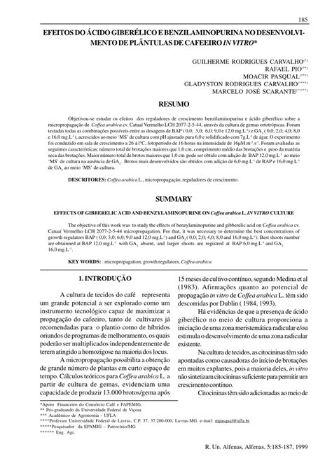 PDF EFEITOS DO ÁCIDO GIBERÉLICO E BENZILAMINOPURINA NO DESENVOLVI