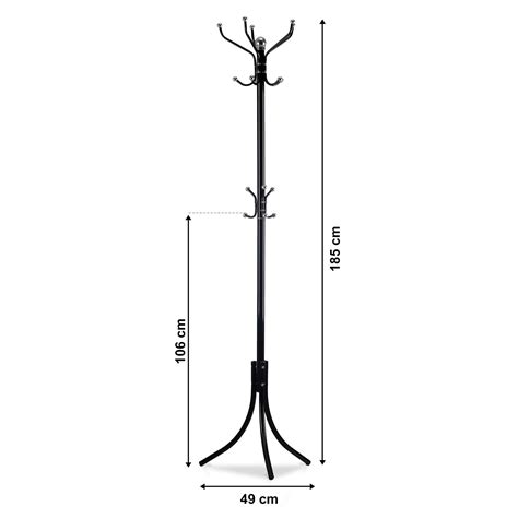 Staande Kapstok 10 Hakken Metaal Zwart 185 Cm Vikingchoice Nl