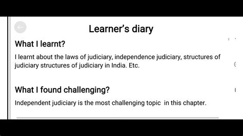 Class 8th Judiciary Chapter 5 Learner S Diary YouTube