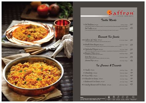 Menu At Saffron Restaurant Ahmedabad 1st Floor