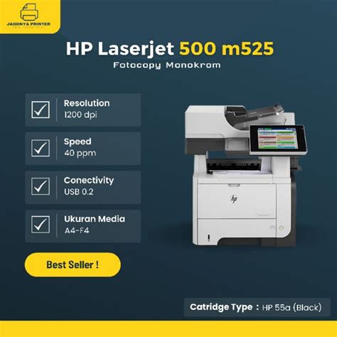 Jual Printer Hp Laserjet Enterprise 500 Mfp M525 Monokrom Kaca Scanner F4 Shopee Indonesia