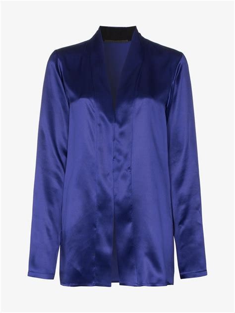 Haider Ackermann Shawl Collar Silk Satin Blouse Browns