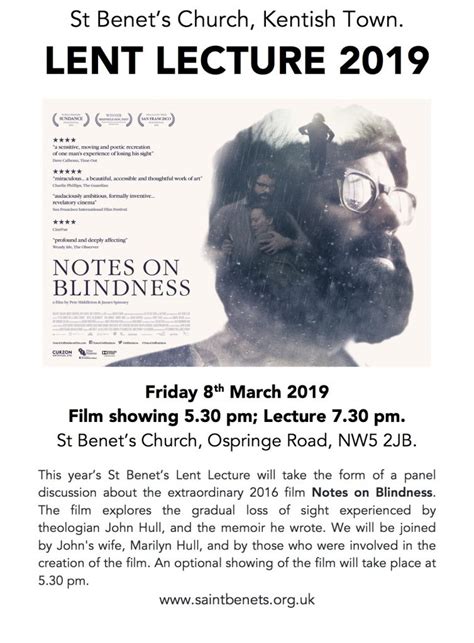 Lent Lecture 2019 Notes On Blindness 8th March 2019 Saint Benet S