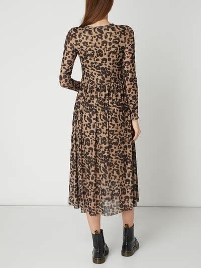 Jake S Casual Kleid Aus Mesh Mit Leopardenmuster Mittelbraun Online