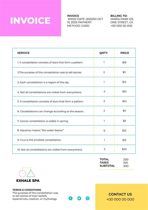 Spa Invoice Template