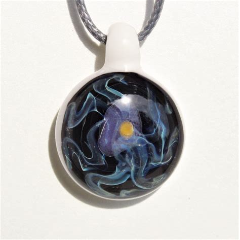 Blown Glass Pendant Necklace Glass Pendant T For Her T For Him Trippy Glass Pendant