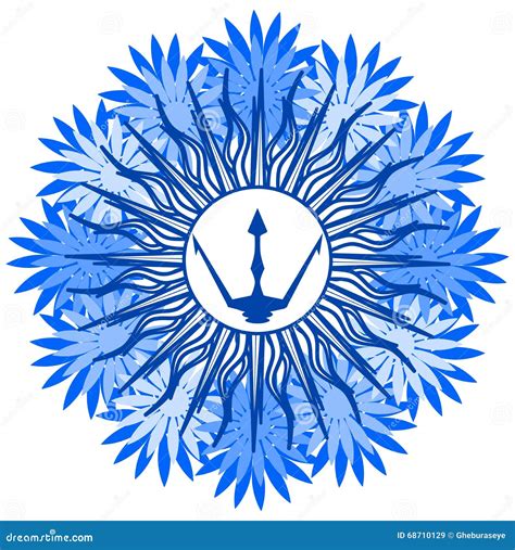 Trident On Floral Decoration Isolated Stock Vector Illustration Of