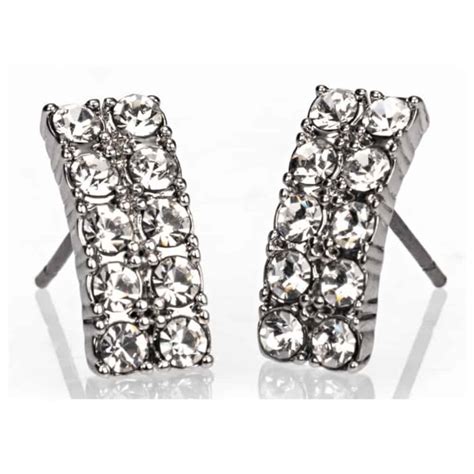 Silver Diamante Bar Earrings Allens