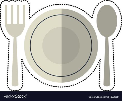 Cartoon plate spoon fork utensils Royalty Free Vector Image