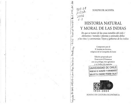 PDF José de Acosta Historia natural y moral de las indias DOKUMEN TIPS