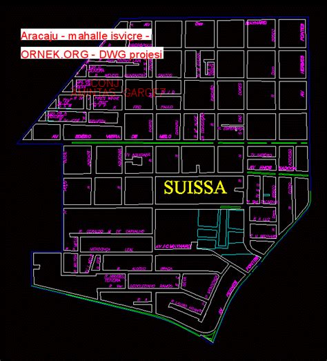 Aracaju mahalle isviçre dwg projesi Autocad Projeler