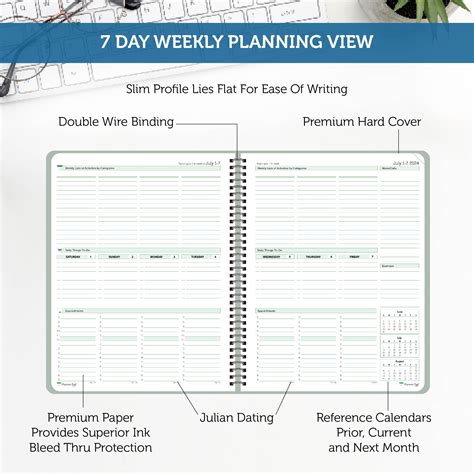 Planner Pad Spiral Bound 3 Tier Funnel Down 12 Month Organizer July 2024 June 2025 Academic