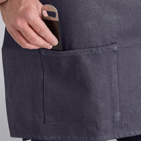 Acopa Kennett Blue Denim Half Bistro Apron With 2 Pockets And Black