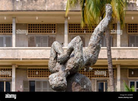 Bronze Memorial Statue At The Tuol Sleng Genocide Museum Phnom Penh