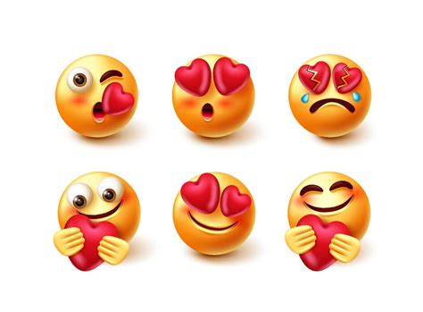 Emoticon Liebe Vektor Zeichensatz Verliebte 3D Emoji Charaktere Mit