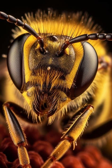 A Close-up Photo of a Bee S Head, Showing Its Eyes, Antennae, and ...