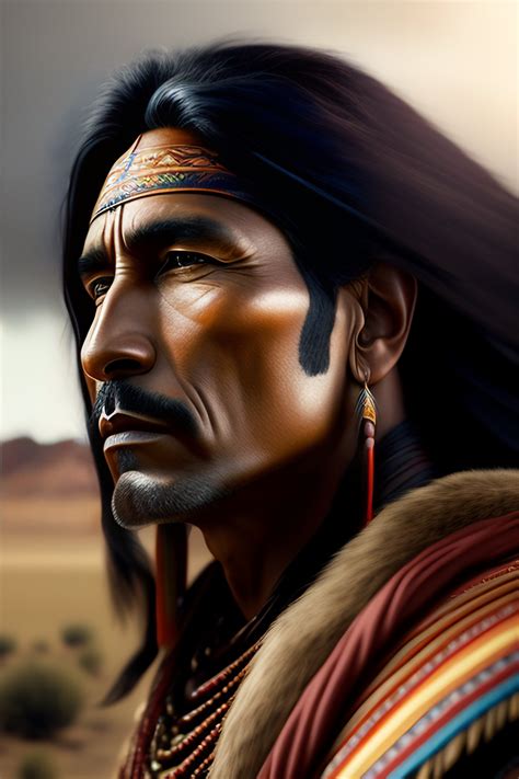 Lexica Native American Man Portrait In D Digital Art With Mustang