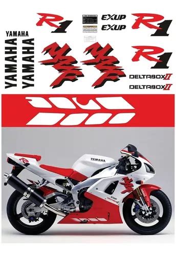 Kit Adesivos Moto Yamaha R1 1998 Branca Vermelha Ca 00680