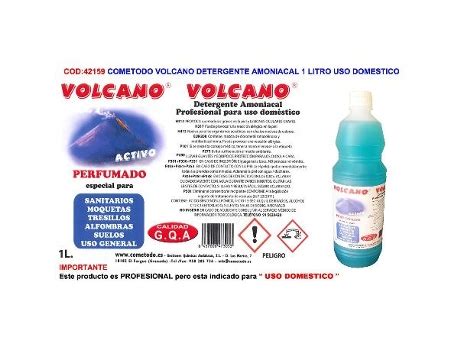 Cometodo Volcano Detergente Amoniacal 1 Litro Uso Domestico