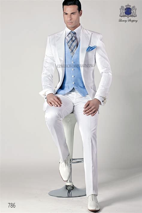 Bespoke White Cotton Suit Style 786 Mario Moreno Moyano Wedding