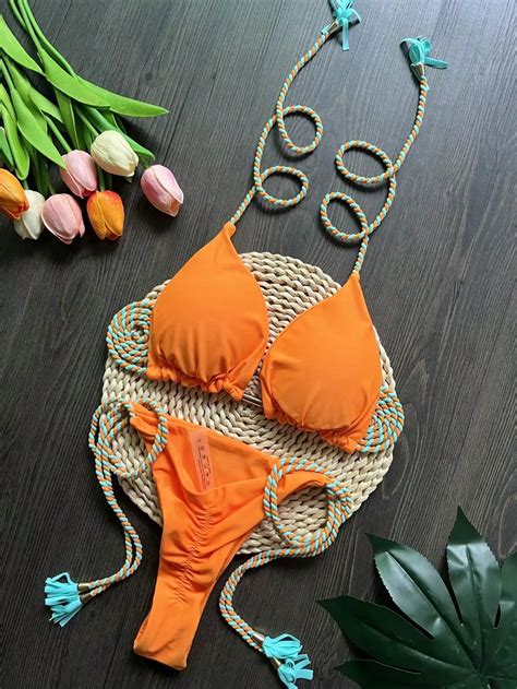 Ruotonsept Traje De Ba O De Dos Piezas Para Mujer Conjunto De Bikini De Cuerda Trenzada