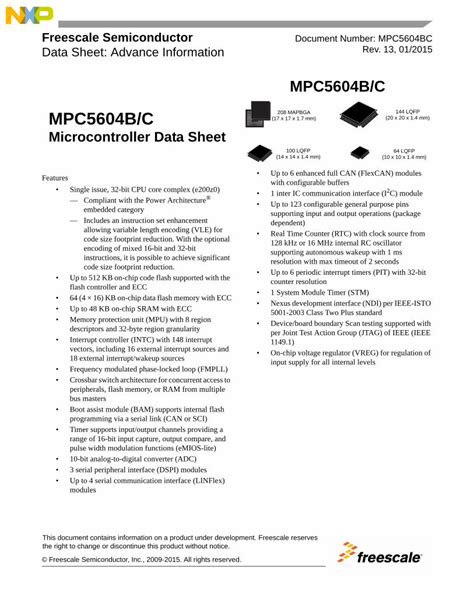 PDF Freescale Semiconductor Data Sheet Advance Informationcache